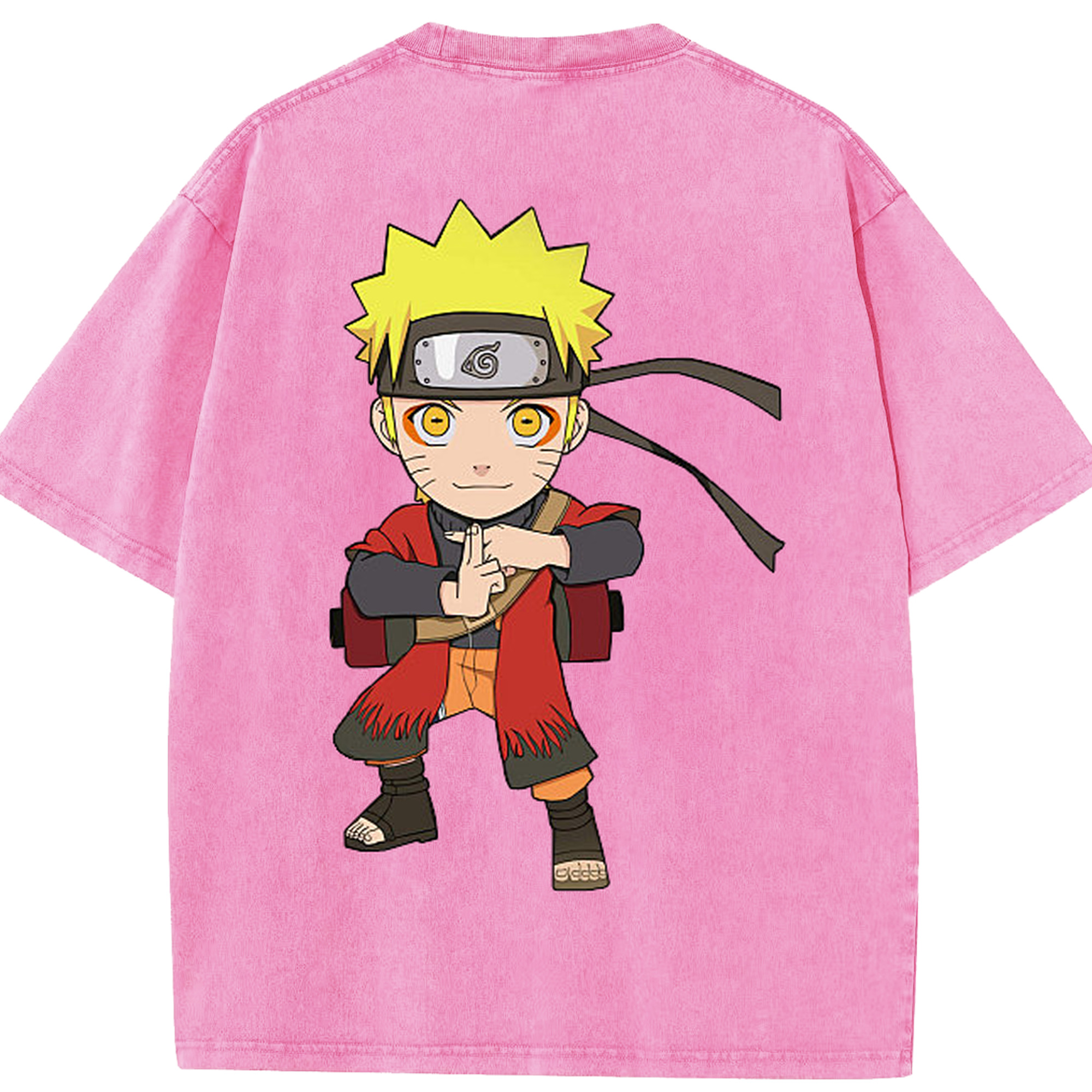 （画像用） NARUTO -ナルト- うずまき ナルト Uzumaki Naruto 綿100% ヴィンテージ風 半袖Tシャツ（背面プリント）